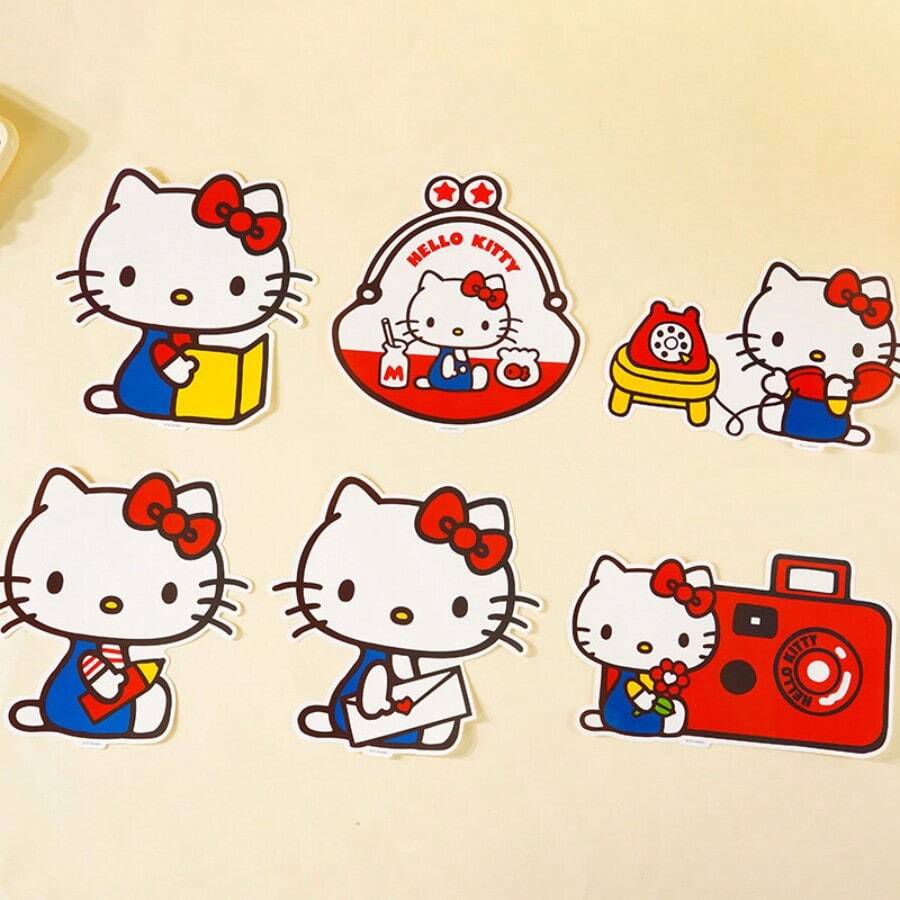 SANRIO Pegatina grande con diseño de Hello Kitty para equipaje, sin necesidad de pegamento, pegatina de dibujos animados linda y resistente al agua, adecuada para niñas - Varios estilos - Ver 1