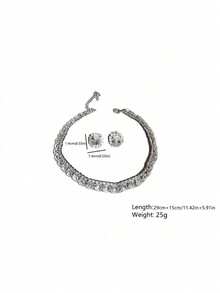 1set Crystal Necklace & Earrings Jewelry Set - Silver - View 6