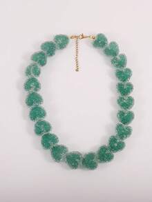 1 Peça Colar Pingente com Contas em Formato de Coração de Cor Doce e Fofa, Banhado a Ouro 18K, Adequado para Festa e Uso Diário, Presente para Esposa, Mãe, Namorada, Joias Femininas - Multicolorido - Visão 13