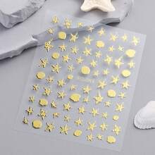 Adesivos de Unha em Formato de Concha Dourada e Prateada, Adesivos de Unha em Formato de Estrela-do-Mar Colorida para Arte de Unhas, Adesivos de Arte de Unhas em Relevo 5D, Decalques de Unhas de Verão e Oceano, Design de Unhas Iridescentes, Decoração de Unhas, Acessórios de Manicure para Mulheres - Multicolorido - Visão 11