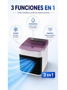 Mini Enfriador de Aire Portátil USB Estético con LED Humidificador - Blanco - Ver 4