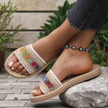 Women's Summer New Colorful Flat Slides Outdoor Sandals - White - View 5