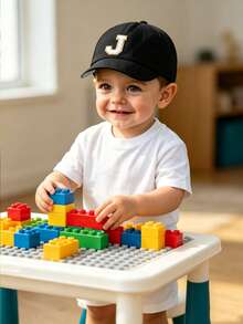 1pc Kids 26 Letters Pattern Baseball Cap, Toddler Boys & Girls Sun Protection Hat, Suitable For Outdoor Daily Wear, UV Protection - Black - View 4