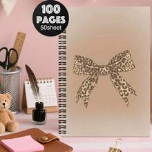 1 pieza Cuaderno espiral con patrón divertido de animales, patrón de lunares, lazo, estampado de leopardo, rayas de cebra, cuaderno de maestro, regalo de vuelta a la escuela, regalo de aprendizaje, cuaderno de viaje, cuaderno de escritura, útiles escolares de oficina, cuaderno para el hogar, organizador personal - H - Ver 3