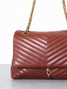 CHICVUE Embroidered Chain Stitching Women's Crossbody Bag - Brown - View 6