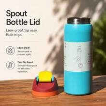 32oz/945ml Stainless Steel Insulated Travel Cup Double Drinking Ports Prevent Leakage, Keep Warm Or Cool, Multiple Colors Available, Energetic Hydration Without Burden, Suitable For Sports/Commuting/Daily Use - 藍色 - 查看 2