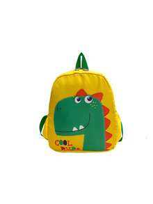 Mochila de nailon con estampado de unicornio de dibujos animados para adolescentes, bolsa escolar pequeña - dinosaurio amarillo - Ver 8