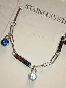 Personalized Name Paperclip Chain Bracelet Inlaid Birthstone Couple Bracelet Engraved Friendship Bracelet Couple Gift Graduation Gift - Multicolor - View 6