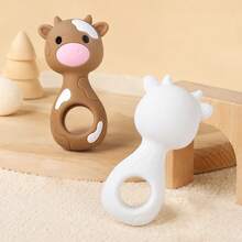 1pc Cow Silicone Rattle Toy, Maraca Shaker Toy, Christmas Halloween Thanksgiving Gift - Multicolor - View 9