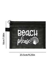 "Beach_please" 與海星圖案海灘網袋，便攜式口紅與氣墊粉撲化妝袋，沿海設計盥洗包，透明大容量旅行化妝收納袋，夏威夷風格網狀化妝袋，適合海灘度假，便攜購物袋，假期、健身、母親節禮物、情人節、教師與女性旅行、短途旅行及旅行必需品的理想選擇 - 彩色 - 查看 9