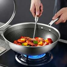 Deep Honeycomb Non‑Stick Wok Pan, 3 Different Pan Styles Available, Tri‑Ply Reinforced Structure With Extended Heat‑Resistant Handle, Fast & Even Heating Kitchen Cookware, Compatible With All Common Household Stovetops, Sturdy - View 3