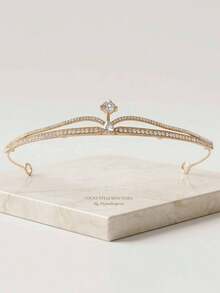 Girls Crown Hair Accessory Rhinestone Metal Tiara Girls Performance Dress Matching Headpiece Princess Dress Crown - Gold - View 4