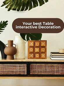 1pc/2pcs 3 Colors Optional Portable Wooden XO Tic Tac Toe Board Game, Logic Thinking Training, 2-Player Interactive Desktop Game, Coffee Table Decor Game, Living Room, Office Decor And Small Office Desk Bar, Wooden Mini Gift, Suitable For Games And Gifts, Home Decor, Suitable For Adults And Teenagers - Multicolor - View 4