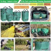 3-Pack Professional Lawn Mower Bags, 137 Gallons, D34 X H34 Inches, With Gardening Gloves, Extra Large Reusable Leaf Bag, Grass Clippings Bag, Container - 如圖所示 - 查看 2