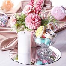 10 pièces Plateau miroir rond en acrylique, convient pour les mariages, les baby showers et les anniversaires, plateau porte-bougie miroir rond, décoration de centre de table de salle à manger, miroir décoratif auto-adhésif, décoration de salle de bain, décoration de salon - B-Argent - Voir 5