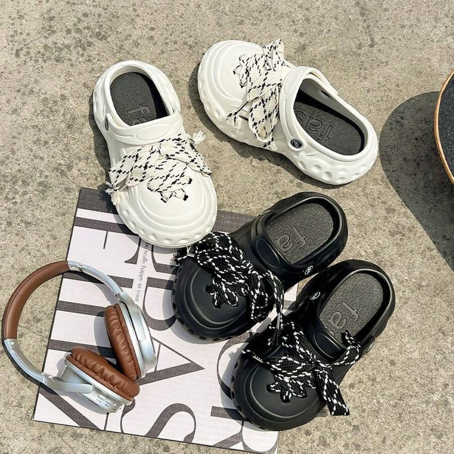 Women Clogs - White (white Shoelaces) - View 1