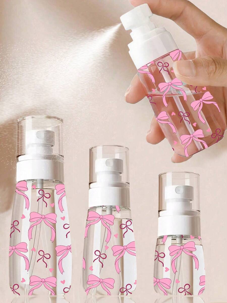 Bình xịt phun sương siêu mịn họa tiết nơ, bình chiết nước hoa du lịch bằng nhựa, bình xịt cầm tay, bình chiết nước hoa du lịch, phù hợp cho toner du lịch, mặt, trang trí nhà cửa, đám cưới, tiệc, quà sinh nhật, vật dụng du lịch thiết yếu - Nhiều màu - Xem 1