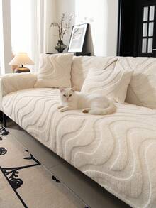 1Pc Minimalist 3D Wavy Sherpa Sofa Cover, Pet-Friendly Non-Slip Couch Protector, Soft Skin-Friendly Furniture Slipcover - Multiple Styles - View 8