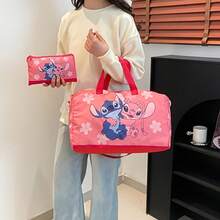 Bộ 2 túi du lịch Disney Lilo & Stitch Series, túi hành lý Stitch cho nam và nữ, túi lưu trữ nhỏ, dung tích lớn, họa tiết hoa, khóa kéo, có thể xách tay, đeo vai hoặc đeo chéo - Nhiều màu - Xem 2