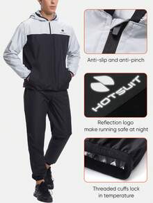 HOTSUIT 男士桑拿服，拉鍊式跑步訓練出汗服，情人節禮物 - 淺灰色 - View 3