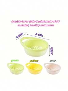 1pc Kitchen Double Layer Colander Basket Fruit And Vegetable Washing Basin Multifunctional Plastic Basket For Washing And Draining - One Size - View 2
