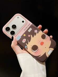 Cute Big Head Cartoon Girl Print Phone Case, Japanese Kawaii Aesthetic, Shockproof Anti-Scratch Anti-Fingerprint TPU Protective Cover For IPhone11/12/12 Pro/12 Pro Max/12 Mini/13/13 Pro/13 Pro Max/13 Mini/14/14 Pro/14 Pro Max/14 Plus/15/15 Pro/15 Pro Max/15 Plus/16/16 Pro/16 Pro Max/16 Plus/17/17 Pro/17 Pro Max/17 Plus - Multicolor - View 3
