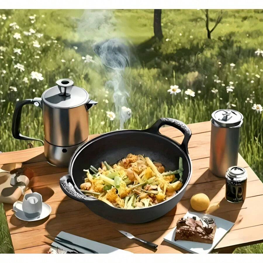 Mini padella in ghisa, versatile, con due manici - antiaderente, perfetta per barbecue all'aperto e campeggio, utensile da cucina in ghisa resistente al calore [utensile da cucina resistente al calore] - Visualizzare 1