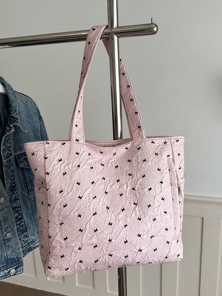 New Women's Large Capacity Casual Commuter Shoulder Bag, Lightweight Minimalist Handbag, Fashionable Versatile Tote Bag - Pink - View 1