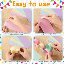 1 Set Macaron Color Birthday Party Decoration Kit - 197ft Crepe Paper Ribbon And 100 Paper Strips (For Making Chains) - 20ft Double-Sided Gold Star Garland Backdrop, Suitable For Birthday, Wedding, Macaron Theme Party Decoration And DIY Crafts - Macarons - View 7