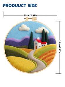 1 Set Perlengkapan DIY Lukisan Pemandangan dari Wol Felt yang Belum Selesai, Termasuk 1 Set Strip Wol Berwarna-warni, 1 Bingkai Bordir Diameter Sekitar 20cm, 1 Alas Kerja Busa, dan 3 Jarum Felt, Set Perlengkapan Lengkap Mudah Digunakan, Dapat Dibuat Menjadi Dekorasi Gantung atau Ornamen - Kit Material Gaya E - View 5