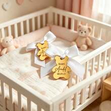 Cadeau personnalisé en acrylique en forme d'ours en peluche, souvenir doré, convient pour le baptême, la présentation, les nouveau-nés et les cadeaux de révélation du - Multicolore - Voir 4