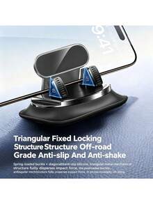 Soporte de teléfono para coche con base de ABS y antideslizante, ajustable para salpicadero/escritorio, compatible con iPhone y smartphones Android - Brazo giratorio para conducción sin manos, navegación, videollamadas, hecho de material ABS - A - Ver 4