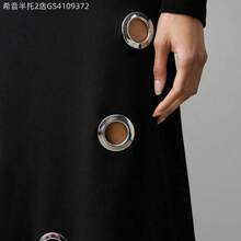 Soqi Women's Clothing  Vestido negro de manga larga con diseño calado para mujer - Blanco - Ver 9