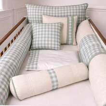 American Standard Crib Set, 8 Pieces, Checkered Pattern, Sintonia, 200 Thread Count Percale - 綠色 - 查看 4