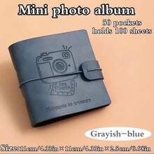 1pc Mini Photo Album - Faux Leather Cover, Holds 100 Photos - Replaceable Inner Pages, Photo Storage Album, Large Capacity Album, Portable 3-Inch Travel Keepsake Storage Album - Essential Holiday Gift, Photo Sharing Scrapbook, Thanksgiving Memory Organizer, Compact Collection Box, Minimalist Home Decor - View 8