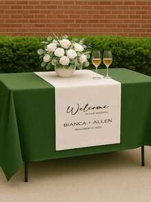 Customized Wedding Table Runner, Suitable For Sweetheart Table Decor, Customizable Name, Perfect For Newlywed Table Decor And Coordinated Venue Arrangement, Creating Sweet Romantic Event Details And Customized Wedding Display - White - View 2