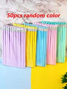 50 bút chì gỗ nhiều màu có tẩy ở đuôi, bút chì phác thảo hình tam giác, phù hợp để viết, vẽ và giảng dạy; đồ dùng học tập cho học sinh và giáo viên; có nhiều màu sắc - Nhiều màu - Xem 12