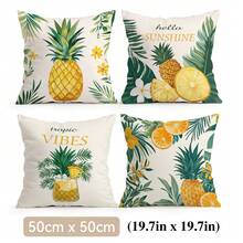 4pcs Tropical Fruit & Plant Pattern Pillow Covers, Single-Sided Printed Cushion Covers, Suitable For Living Room, Sofa, Bedroom Decor, Without Pillow Insert, 40x40cm/45x45cm/50x50cm - Multicolor - View 11