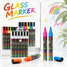 1pc 6/8/12/24 Colors Washable And Wet-Wipe Liquid Chalk, Suitable For Blackboard, Blackboard Sign, Whiteboard, LED Glass Window, Car Window Painting, Advertising Chalk Fluorescent Marker - Liquid Chalk - View 3