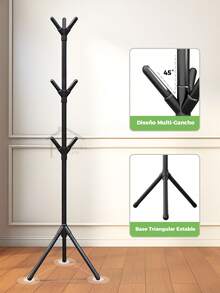 Perchero Árbol de Pie Blanco con 3 Ganchos, Estilo Minimalista, Estable y Compacto para Dormitorio, Sala, Baño o Recibidor surtidora silor - Blanco - Ver 3