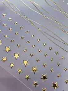 Gold And Silver Lines With Pearls-Nail Art Stickers, 1pc Versatile Style 5D Embossed Self-Adhesive DIY Nail Stickers And Decals - Nail Supplies And Nail Charms For Girls And Women-Summer Nails For Nail Art Home Salon - Multicolor - View 3