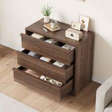 Modern 3Drawer Dining Dresser – Antique White & Natural Oak Cabinet, Spacious Storage, Anti-Tip Safety, Ideal for Dining Room, Bedroom, Nursery, Entryway, Living Room - Braun - Übersicht 5