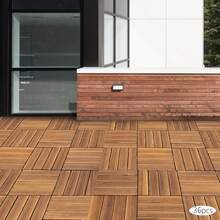 36 Pack Hardwood Interlocking Patio Deck Tiles, Larch Solid Wood Interlocking Flooring Tiles,12" * 12" Interlocking Patio Tiles,Outdoor Interlocking Waterproof - Brown - View 6