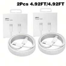 PD 60W Dual USB C Fast Charging Cable For IPhone 17/16/15 Pro Max Plus ForSamsung POCO Type C To Type C Fast Charger Braided Cable Data Cable With Box - 2 White - View 10