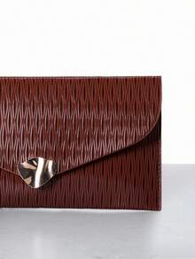 CHICVUE Túi xách cầm tay tối giản, nhiều màu sắc, thời trang, túi phong bì, túi phong bì đính sequin dập nổi họa tiết da cá sấu dành cho phụ nữ, thích hợp đi hộp đêm. - Cà phê - Xem 5