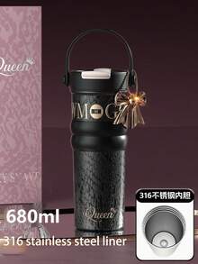 1个优质保温饮料杯，316不锈钢材质，配有二合一吸管和杯盖，户外/车载杯，保温/保冷，防漏，适配车载杯架，不锈钢材质，便携式水杯/咖啡杯，适合运动、旅行和上学，情人节礼物，送给她的礼物 - 彩色 - 查看 14