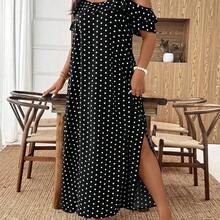Nana's Women's Clothing Store  Tall CURVE Vestido largo de mujer de talla grande con volantes en el hombro y el bajo, vestido largo para vacaciones en la playa, de tela texturizada lavada con aspecto de lino, suelto y cómodo y transpirable - Multicolor - Ver 2