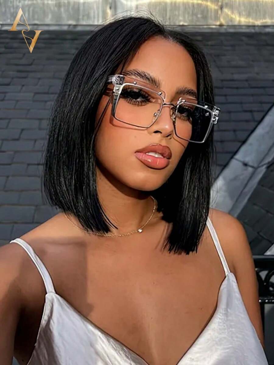 ARABELLA Peluca Bob Wear Go 6x5 con Encaje Frontal 100% Cabello Humano Color Natural Cabello Liso Sedoso Densidad 180% 10-14 Pulgadas Línea del Cabello Pre-Depilada Nudos Pre-Blanqueados Amigable para Principiantes Adecuado para Uso Diario de Mujeres