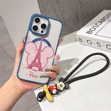 This Disney Mickey Mouse Pattern Lanyard Phone Case Features A Strong Magnetic Closure And Full Coverage Of Acrylic And TPU Material. It's Shockproof, Lightweight, And Suitable For IPhone17/16/11/13/15/15 Plus/15 Pro/15 Pro Max/12/14 Pro Max/11 Pro Max/12 Pro/12 Pro Max/13. It's A Popular Birthday Gift, Business Gift, Durable, Stain-Resistant, And Fingerprint-Resistant New Phone Case For Men And Women. It Also Includes A Mickey Mouse Phone Case And Mickey Mouse Doll Bracelet. Compatible With SamsungGalaxy S20, S21, S22, S23, And S24 Series. It's The Perfect Gift For Friends And Family. This Stylish Phone Case Is Fun, Lightweight, And Durable. IPhone17 Pro Max Phone Case, Minnie Phone Case. - màu đen - Xem 6