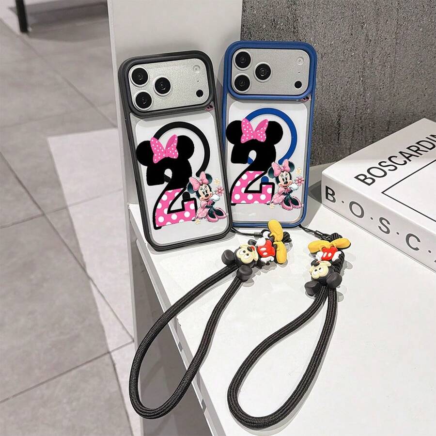This Disney Mickey Mouse Pattern Lanyard Phone Case Features A Strong Magnetic Closure And Full Coverage Of Acrylic And TPU Material. It's Shockproof, Lightweight, And Suitable For IPhone17/16/11/13/15/15 Plus/15 Pro/15 Pro Max/12/14 Pro Max/11 Pro Max/12 Pro/12 Pro Max/13. It's A Popular Birthday Gift, Business Gift, Durable, Stain-Resistant, And Fingerprint-Resistant New Phone Case For Men And Women. It Also Includes A Mickey Mouse Phone Case And Mickey Mouse Doll Bracelet. Compatible With SamsungGalaxy S20, S21, S22, S23, And S24 Series. It's The Perfect Gift For Friends And Family. This Stylish Phone Case Is Fun, Lightweight, And Durable. IPhone17 Pro Max Phone Case, Minnie Phone Case. - Trong sáng - Xem 1